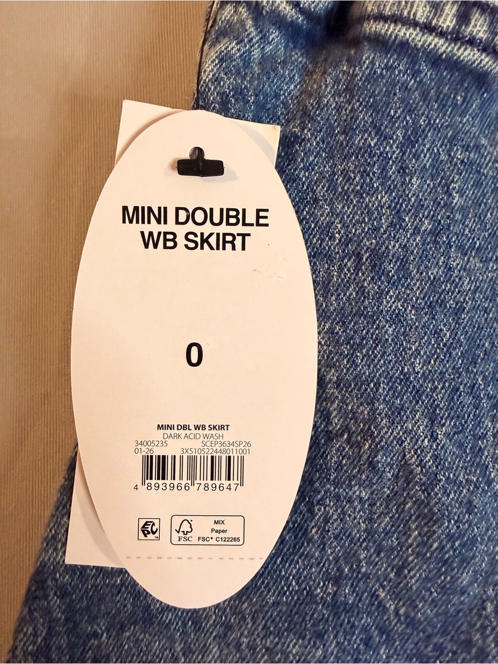 Blue Denim Mini Skirt - Women's Flared Jean Skirt Size O Dark Blue Washed - Picture 6 of 8